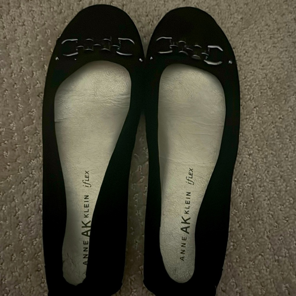 Anne Klein iFlex Leather Black ballet Flats for Women, size 8M